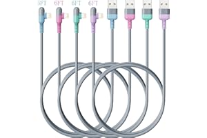 HYXING iPhone Charger 6ft 90 Degree Right Charging Cord Lightning Cable 6FT 4Packs Colorful Apple MFi Certified for Apple Charger iPhone 14 13 12 11 SE Xs XS Pro Max XR X 8 7 6 Plus iPad iPod