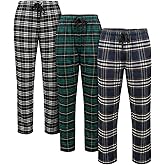 3 Pack Mens Flannel Pajama Pants - Plaid Lounge Pants for Men, Soft Cotton Pajama Bottoms