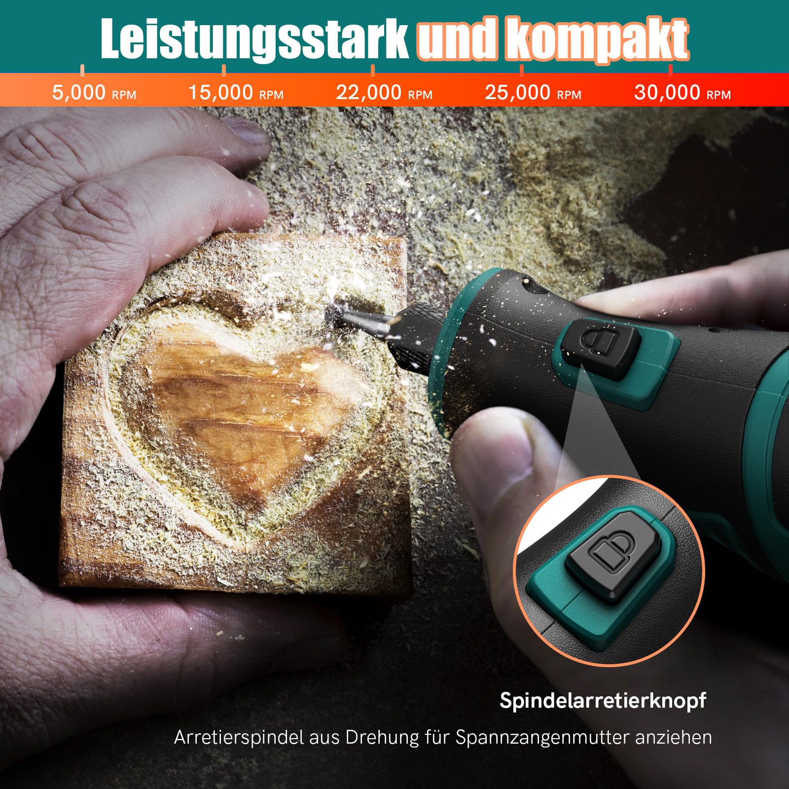Multifunktionswerkzeug Akku - NEU MASTER 8V 2.0Ah Akku Rotationswerkzeug mit 117 Stück Zubehör, LED Light und 5-Gang, Multifunktionswerkzeuge Set zum Bohren, Gravieren, Polieren, Schleifen 3