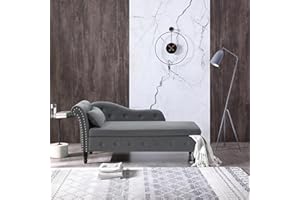 Holaki Velvet Storage Chaise Lounge,End of Bed Storage Bench with Pillow,Button Tufted Lounge Chair with Nailhead Trim & Solid Wood Legs,Modern Sleeper Sofa Couch with Storage for Living Room(Grey)