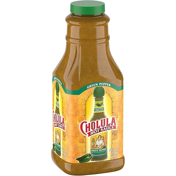 CHOLULA GREEN PEPPER HOT SAUCE, 64 FL OZ – ONE 64 FLUID OUNCE BULK CONTAINER OF GREEN JALAPENO HOT SAUCE, PERFECT FOR EGGS, FRIED CHICKEN, TUNA AND MORE