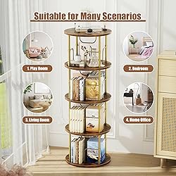ALLSTAND Rotating Bookshelf, 4 Tier Spinning
