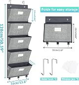 VERONLY Over the Door File Organizer 5 Large Pockets 50.39 Tall view 4