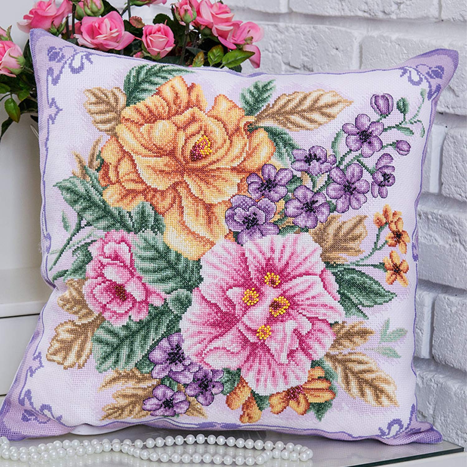PANNA Cushion Cross Stitch Kit, Multicoloured, 40,5x40,5cm