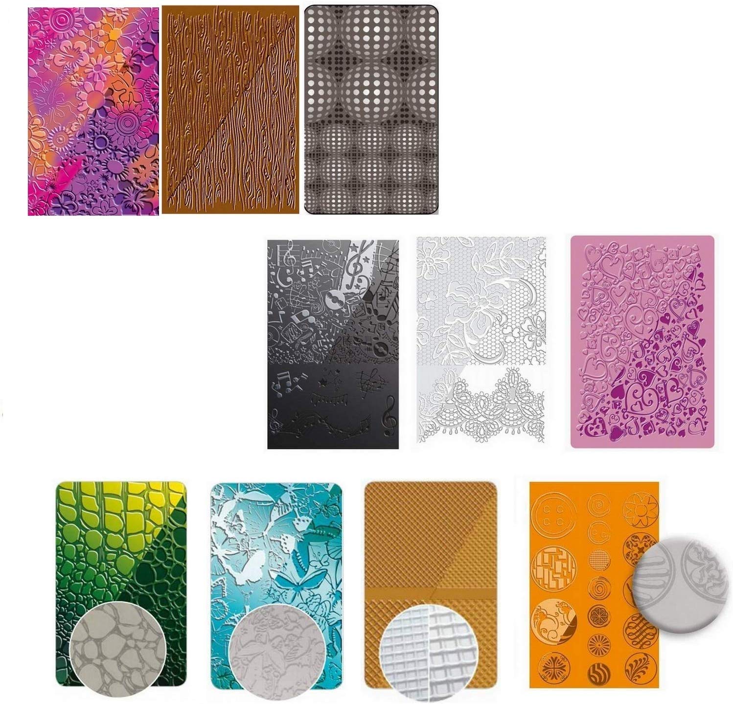 Blumie Shop Set of 10 Texture Plates for Fimo and Crafts + 1 Ruler Wooden Bookmark
