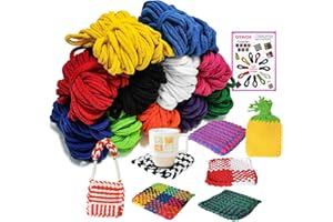 OYACH 440pcs 7inch Cotton Rainbow Potholder Weaving Loom Refill Loops,11 Colors Loom Bands Kits,Loop Yarn Pot Holder Loops Kits for Kids Adults DIY Arts Crafts,12 Cotton Potholders(not Include Loom)