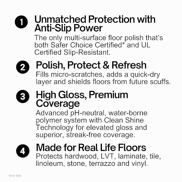 QUICK SHINE MULTI SURFACE FLOOR FINISH 64OZ | CLEANER & POLISH TO USE ON HARDWOOD, LAMINATE, LUXURY VINYL PLANK LVT, TILE & STONE | SAFER CHOICE W/CLEAN SHINE TECHNOLOGY | SHINE-PROTECT-REFRESH