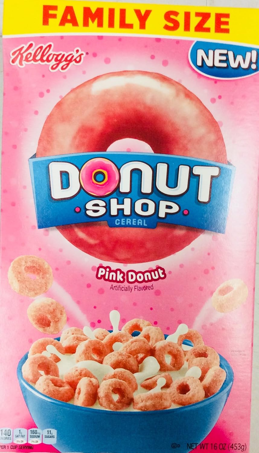 Kellogg's Donut Shop Donut Cereal, 16 Ounce Family Size (Strawberry