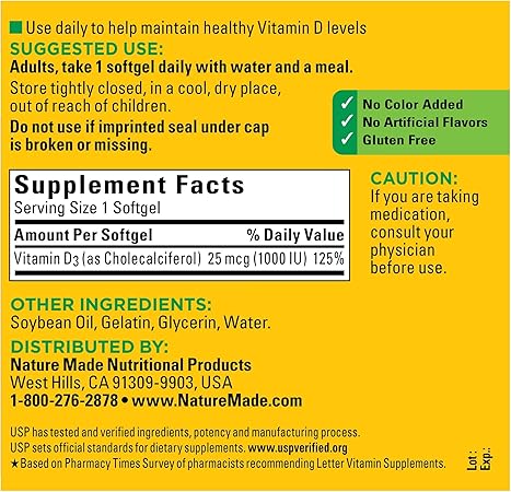 Amazon ネイチャーメイド ビタミンd3 1000i U 300粒 ソフトジェル Nature Made Usa 海外直送品 Naturemade ネイチャーメイド ビタミンd