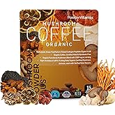 PowderVitamin Organic Mushroom Coffee Certified Mold & Mycotoxin Free GrassFed Collagen Types I & III 8 Fruiting Body Mushrooms Tested for BetaGlucans Focus Energy Digestion & Immunity 15 Servings