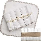 Channing & Yates Organic Baby Washcloth Set Premium Boutique- (6 Pack Wash Cloth) - Softest Face Towels or Washcloths for Eczema - Child or Adult Essentials for Bath (Beige/White)