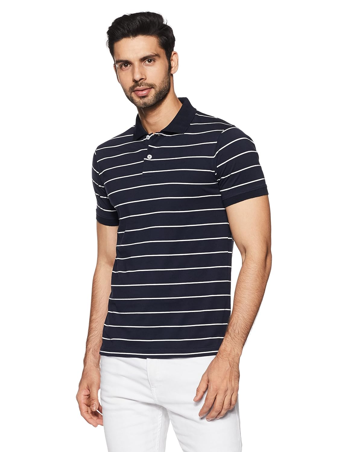 get in men's striped regular fit polo
