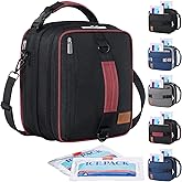 Lifewit Insulated Lunch Box for Men, Expandable Cooler Bag, Freezable Lunch Bag for Women with 2 Ice Packs and Shoulder Straps for Work Travel College, 8.2L Black and Red