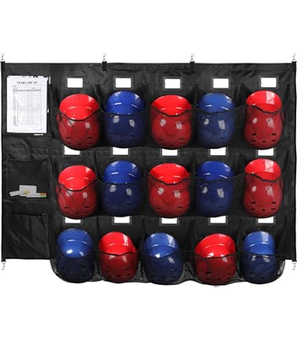 Athletico Organiseur pour 15 joueurs – Sac de casque de baseball à suspendre pour organiser l'équipement de baseball, y compris les gants, les casques, les gants de frappe, les balles, etc Athletico Organiseur pour 15 joueurs – Sac de casque de baseball à suspendre pour organiser l'équipement de baseball, y compris les gants, les casques, les gants de frappe, les balles, etc