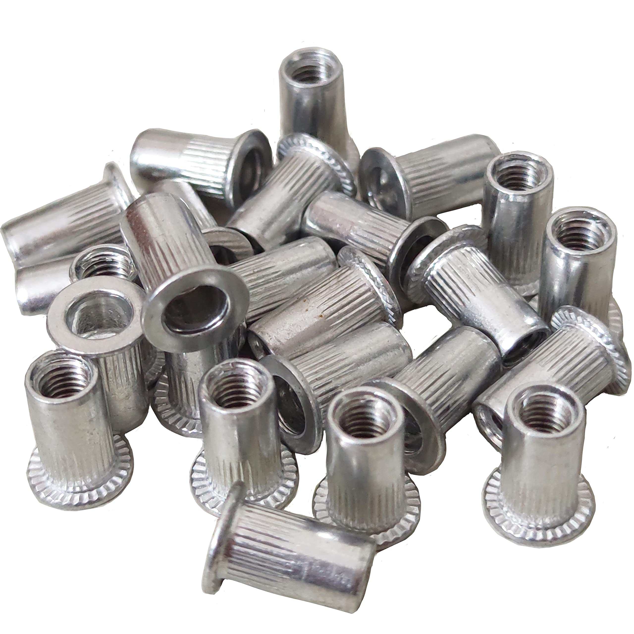 Aluminum Flat Head M6 Blind Insert Rivet Nut Rivnut 6mm(Pack of 25) by ZJIA