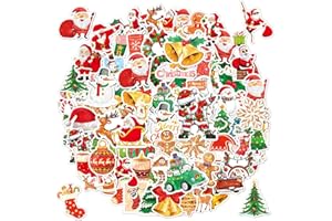 100Pcs Christmas Stickers, Holographic Big Christmas Sticker for Adults Teens, Cute Waterproof Vinyl Stickers for Water Bottl
