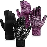 COOYOO Winter Gloves for Women and Men 2 Pairs,Touchscreen Gloves,Running Gloves