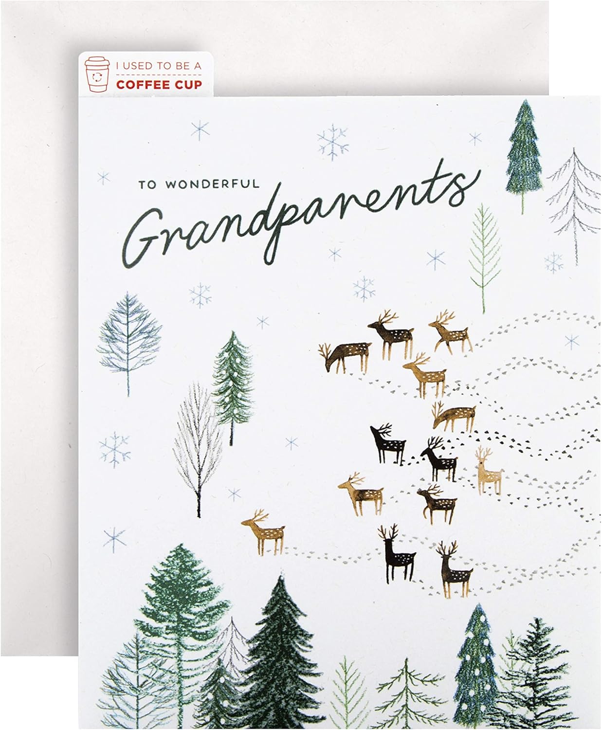 Hallmark CupCycled Christmas Card for Grandparents - Cute Winter Scene Design, Multicoloured