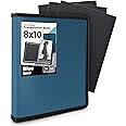 Dunwell Photo Album 8x10 (Blue) with Black Mounting Paper, 8 x 10 Photo & Art Portfolio Presentation Book, 24 Clear Sleeves, Each Shows 48 Pages, Professional Photography Book for Pictures, Artwork
