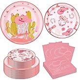 RVXHUA 150PCS Cowgirl Birthday Party Decorations - Western Themed Paper Plates and Napkins for 50 Guests, Disposable Tableware Supplies for Wild West, Baby Shower, Cowgirl Rodeo, Country Parties