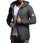Leif Nelson Men's Sweatshirt Cardigan Slim Fit | Men Sweat Jacket with a Hood | Modern Hoody Pullover Hoodie | LN5715