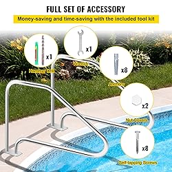 VEVOR Pool Handrail, 49.4" x 34" Stainless Steel