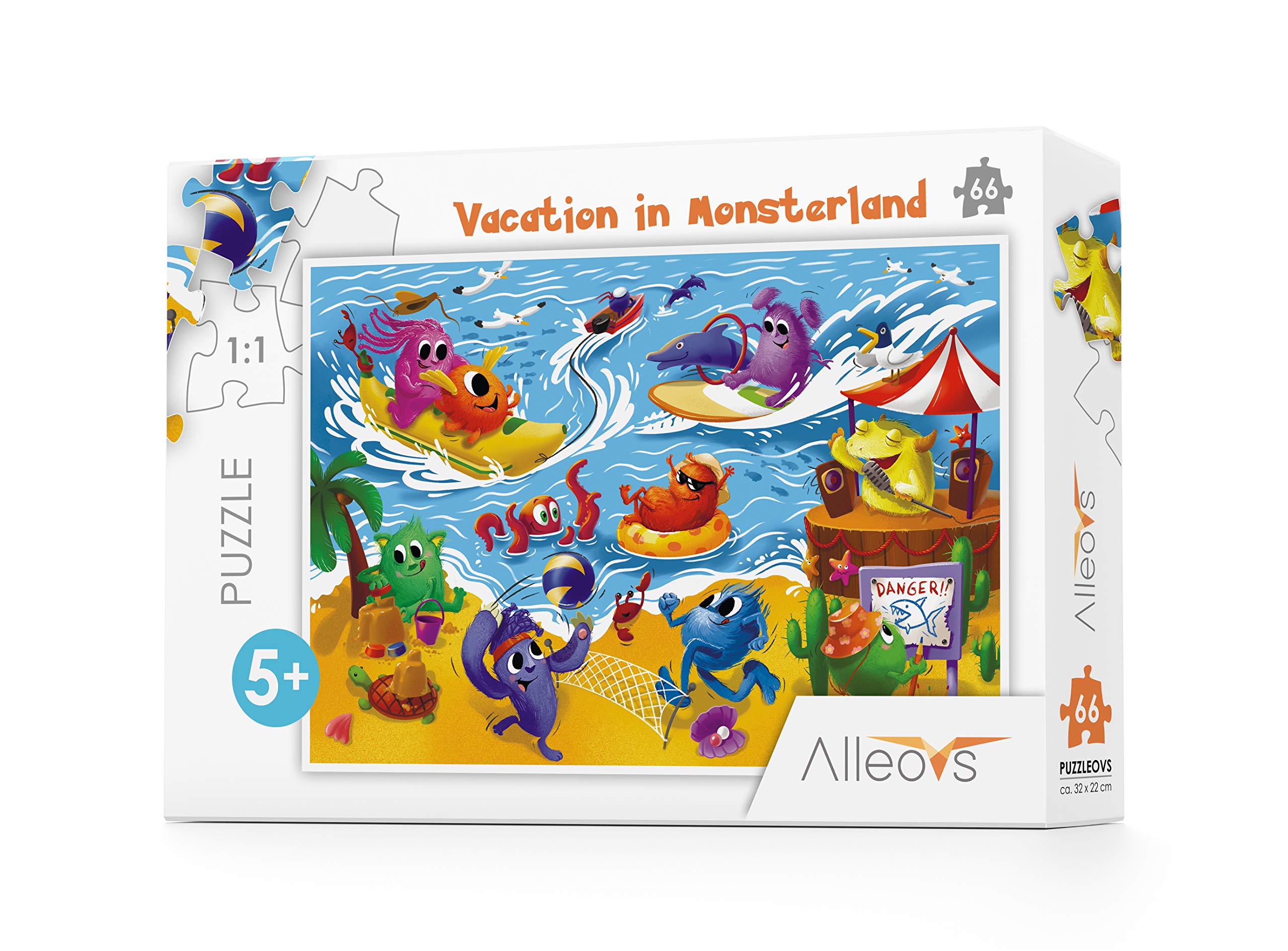 ALLEOVS® - Vacation in Monsterland - 66 pieces Jigsaw Puzzle for Kids age 5 years and up, Multi-Coloured