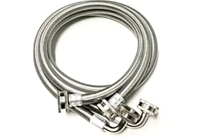 SATOHA 2-Pack Premium Stainless Steel Washing Machine Hoses - 4 FT No-Lead Burst Proof Inlet Supply Lines - 90 Degree Elbow Connection - 10 Year Warranty