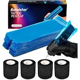 200Pcs Blue Tattoo Machine Covers &amp; 4 Black Grip Tape, 7.2 X 2.5 Inch Disposable Professional Sealable Tattoo Pen Covers Supplies and Accessories