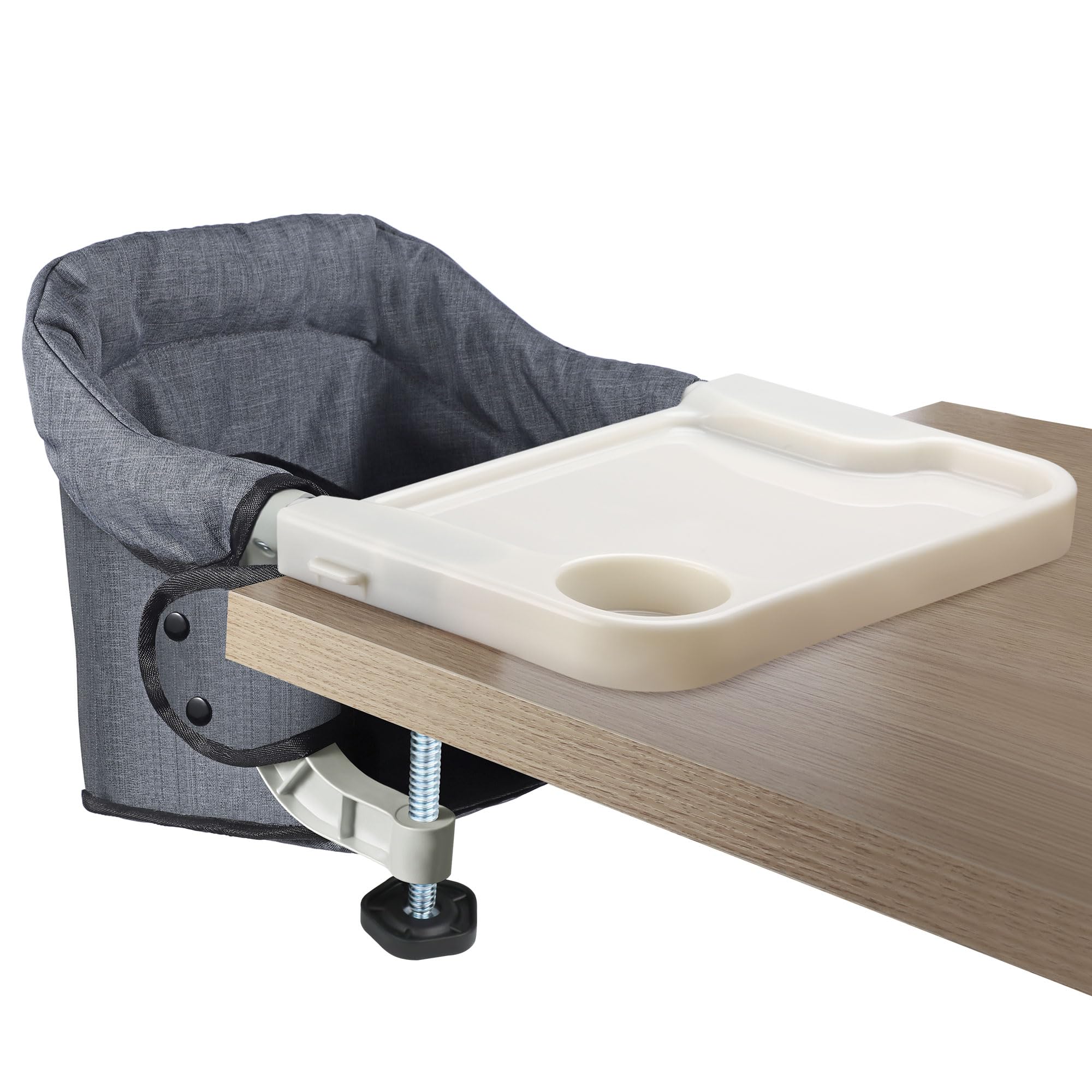 Toogel Hook on High Chair with Removable Dining Tray for Babies and Toddlers 6-36 Months, Portable and Foldable Table Seat for Home and Travel, Baby Feeding Chair with Storage Bag (Grey)