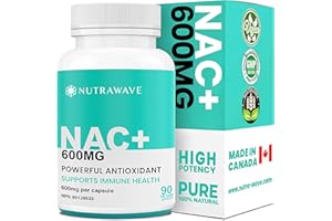 Nutrawave MAXIMUM POTENCY NAC 600mg Capsules N-AcetyLCysteine Supplement, Powerful Antioxidant, Glutathione Support, Liver Su