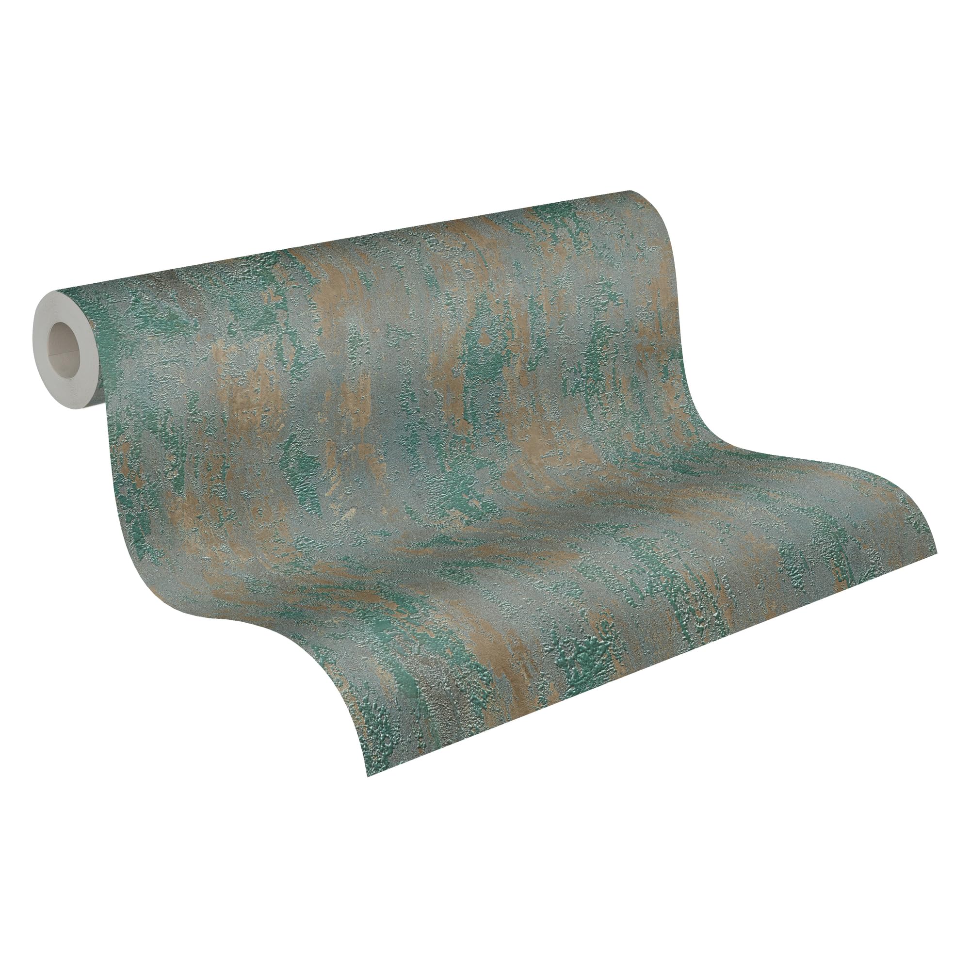 A.S. Création Plain Wallpaper Trendwall 2 Non-Woven Wallpaper 10.05 m x 0.53 m Green Bronze Brown Made in Germany 326512 32651-2