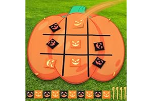 VANBLUE Halloween Pumpkin Tic Tac Toe Bean Bag Toss Outdoor Games for Kids Adults Family Night Halloween Activities Tic Tac Toe Party Games Large Yard Lawn Backyard Camping Indoor Supplies,10 Bean Bags