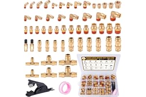 XaXmTee 56 Pcs Brass DOT Air Line Fittings kit with Brass Bushings Push to Connect Fittings Push Lock DOT Air Fittings NPT Thread & Quick Connect Air Hose Fittings