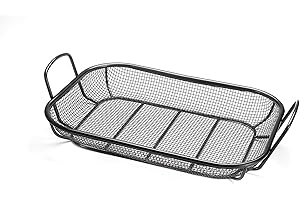 Outset Mesh Grill Roasting Basket with Handles, Non-Stick, 11" x 16.5" x 4.5"