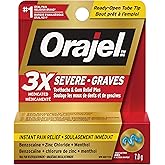 Orajel for Toothache & Gum Pain: 3X medicated Severe Toothache & Gum Relief Plus - 7g cream tube From #1 Oral Pain Relief Bra