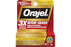 Orajel for Toothache & Gum Pain: 3X medicated Severe Toothache & Gum Relief Plus - 7g cream tube From #1 Oral Pain Relief Bra
