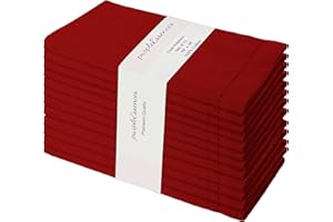 PurpleEssences Set of 12 Hemstitch Red Cloth Dinner Napkins 100% Cotton - Soft Durable Washable -Ideal for Events Wedding Christmas Thanksgiving Easter-Perfect Everyday Use Table Linen 18x18 - Red