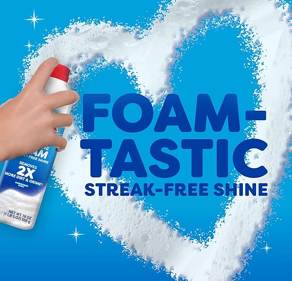 WINDEX FAST SHINE FOAM GLASS CLEANER, NO-DRIP AEROSOL CLEANING SPRAY, 19 OZ.