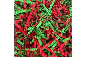 Tisspoms 2LB Red Green Crinkle Cut Paper Shred Filler, Paper Shreds for Basket Fillers, Birthday, Gift Wrapping, Anniversary, New Years, Christmas Gift Decor Party Filler