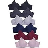 Women's Basic Plain Bras, Pack of 6