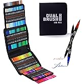 Abvqr Dual Markers Brush Pens, 100 Coloring Pens and Fine Tips – Premium Art Supplies for Adults, Perfect for Coloring Books, Hand Lettering, Calligraphy, and Drawing