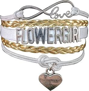 Perfect Seeking Wedding Bracelet Maid of Honor Bride Bridesmaid Flower Girl Heart Charm Gold White