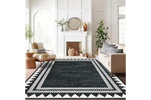 GarveeHome 5x7 Washable Rugs for Living Room Modern Solid Neutral Area Rug with Non Slip TPR Backing, Low Pile Non Shedding &