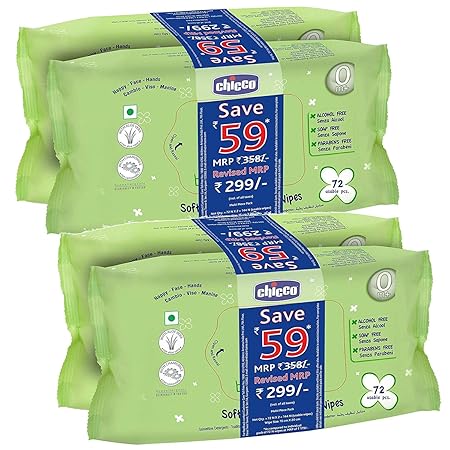 Chicco Baby Wipes 72 (Pack of 4)