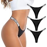 Aogda Thong Women's Underwear Sexy Panties Shine Strap G-String Thongs 3 Pack