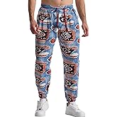 SEAUR Mens Cotton Pants Baggy Floral 3D Printed Casual Vintage Streetwear Hippie Joggers Sweatpants