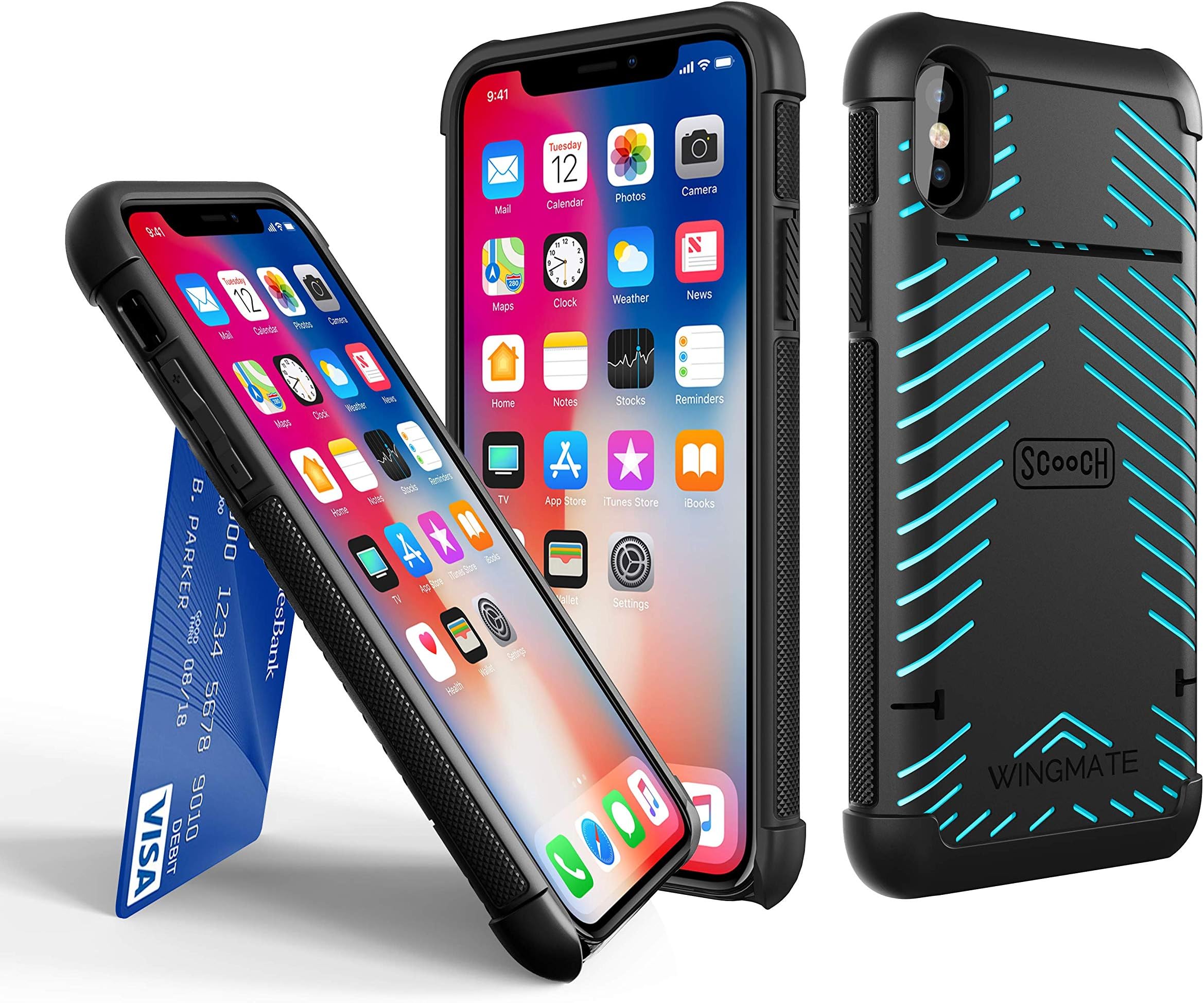 Scooch Wingmate iPhone Xs Wallet Phone Case (Also fits iPhone X) (Ultramarine)
