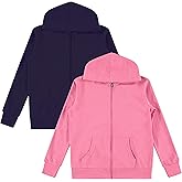 Pink Angel Little & Big Girls Zip Up Hoodie, Kids Full Zipper Hooded Fashion Sweatshirt