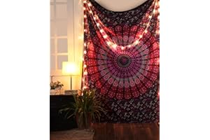 RAJRANG Peacock Mandala Tapestry - 60x50 Inches - Pink Hippie Wall Hanging Decorative Trippy Tapestries Bohemian Boho Bedding Indian Pure Cotton Bed Spread